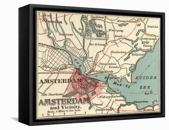 Map of Amsterdam (C. 1900), Maps-Encyclopaedia Britannica-Framed Stretched Canvas