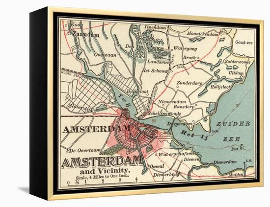 Map of Amsterdam (C. 1900), Maps-Encyclopaedia Britannica-Framed Stretched Canvas