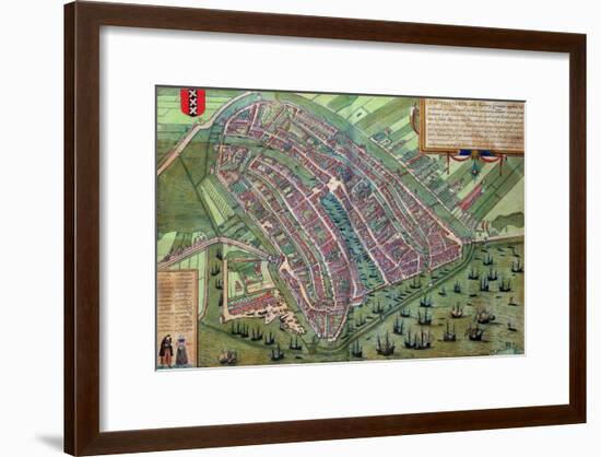 Map of Amsterdam, from "Civitates Orbis Terrarum" by Georg Braun and Frans Hogenburg, circa 1572-Joris Hoefnagel-Framed Giclee Print