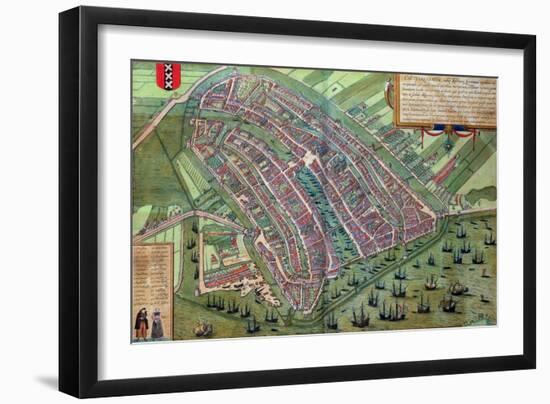 Map of Amsterdam, from "Civitates Orbis Terrarum" by Georg Braun and Frans Hogenburg, circa 1572-Joris Hoefnagel-Framed Giclee Print