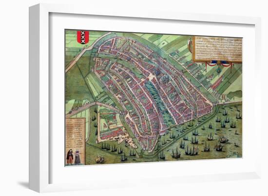 Map of Amsterdam, from "Civitates Orbis Terrarum" by Georg Braun and Frans Hogenburg, circa 1572-Joris Hoefnagel-Framed Giclee Print