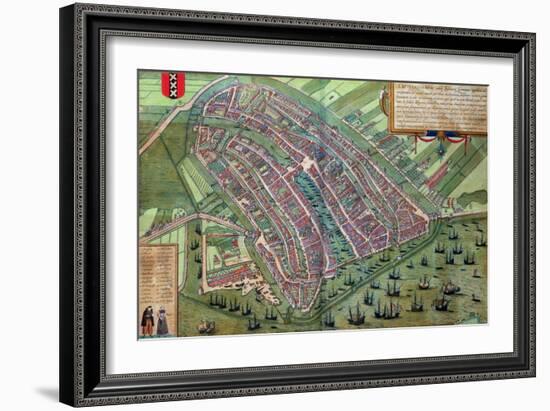 Map of Amsterdam, from "Civitates Orbis Terrarum" by Georg Braun and Frans Hogenburg, circa 1572-Joris Hoefnagel-Framed Giclee Print