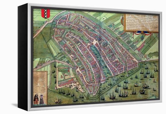 Map of Amsterdam, from "Civitates Orbis Terrarum" by Georg Braun and Frans Hogenburg, circa 1572-Joris Hoefnagel-Framed Premier Image Canvas