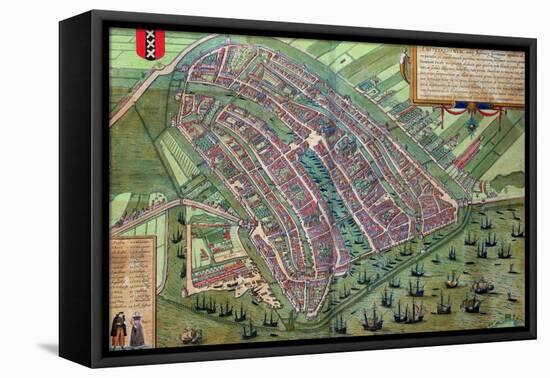 Map of Amsterdam, from "Civitates Orbis Terrarum" by Georg Braun and Frans Hogenburg, circa 1572-Joris Hoefnagel-Framed Premier Image Canvas