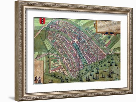 Map of Amsterdam, from "Civitates Orbis Terrarum" by Georg Braun and Frans Hogenburg, circa 1572-Joris Hoefnagel-Framed Giclee Print