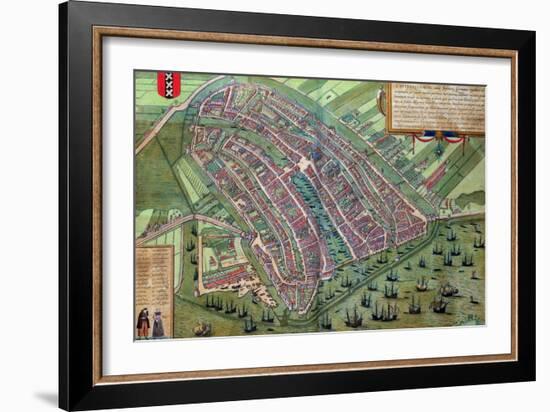 Map of Amsterdam, from "Civitates Orbis Terrarum" by Georg Braun and Frans Hogenburg, circa 1572-Joris Hoefnagel-Framed Giclee Print