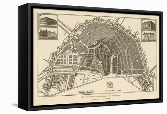 Map of Amsterdam-Van Brouwer-Framed Premier Image Canvas