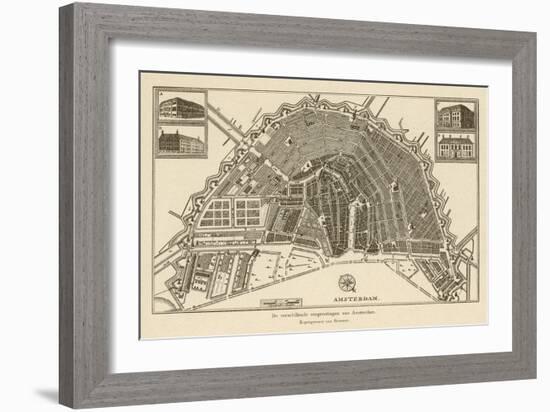 Map of Amsterdam-Van Brouwer-Framed Art Print