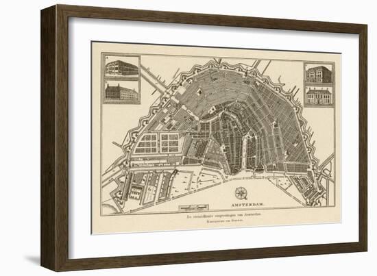 Map of Amsterdam-Van Brouwer-Framed Art Print