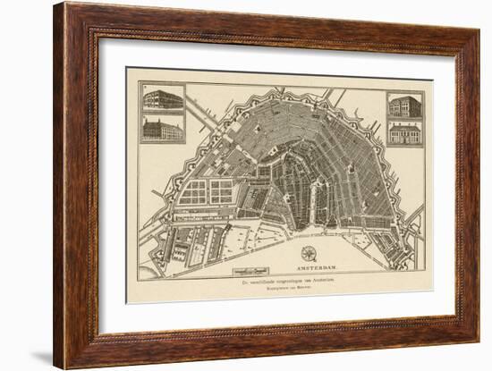 Map of Amsterdam-Van Brouwer-Framed Art Print