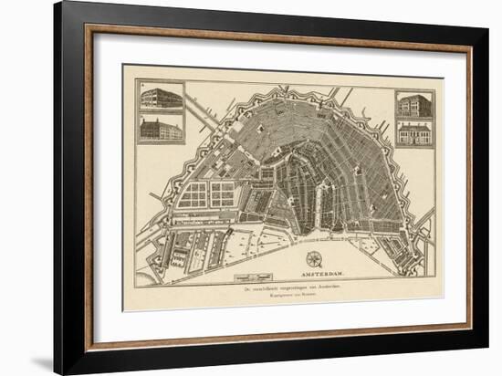 Map of Amsterdam-Van Brouwer-Framed Art Print