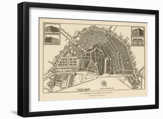 Map of Amsterdam-Van Brouwer-Framed Art Print