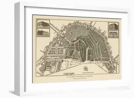 Map of Amsterdam-Van Brouwer-Framed Art Print