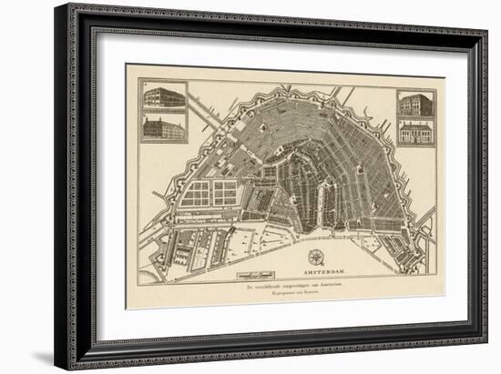 Map of Amsterdam-Van Brouwer-Framed Art Print