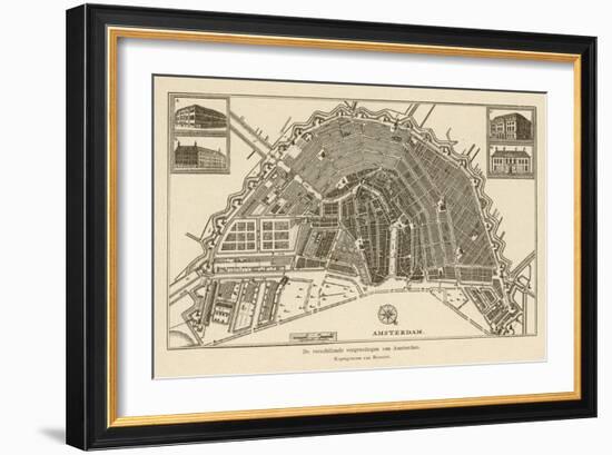 Map of Amsterdam-Van Brouwer-Framed Art Print