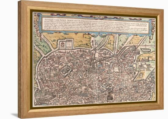 Map of Ancient Rome from Civitates Orbis Terrarum-null-Framed Premier Image Canvas