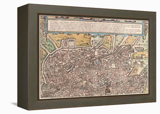 Map of Ancient Rome from Civitates Orbis Terrarum-null-Framed Premier Image Canvas