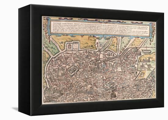 Map of Ancient Rome from Civitates Orbis Terrarum-null-Framed Premier Image Canvas