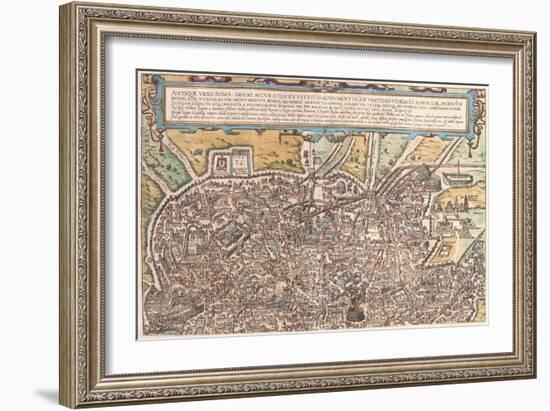 Map of Ancient Rome from Civitates Orbis Terrarum-null-Framed Giclee Print