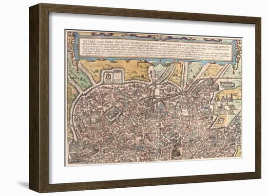 Map of Ancient Rome from Civitates Orbis Terrarum-null-Framed Giclee Print