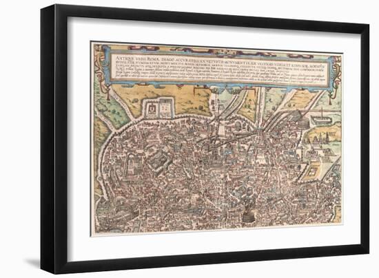 Map of Ancient Rome from Civitates Orbis Terrarum-null-Framed Giclee Print