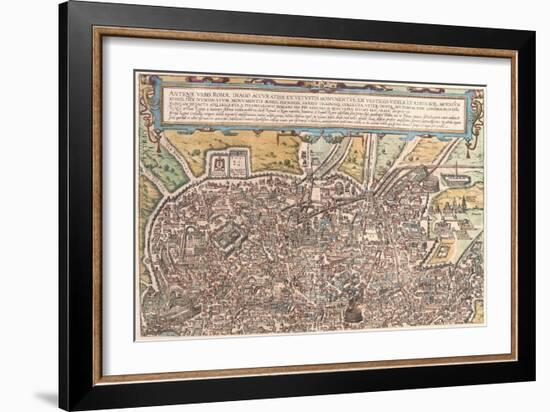 Map of Ancient Rome from Civitates Orbis Terrarum-null-Framed Giclee Print