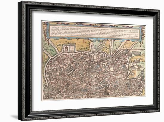 Map of Ancient Rome from Civitates Orbis Terrarum-null-Framed Giclee Print