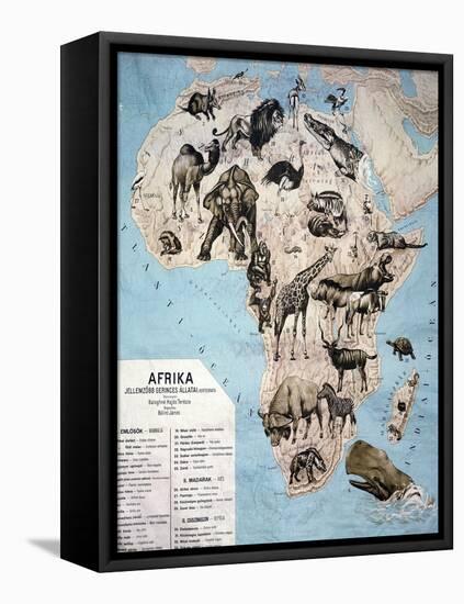 Map of Animals in Africa Sf-Janos Balint-Framed Premier Image Canvas