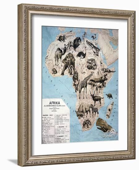 Map of Animals in Africa Sf-Janos Balint-Framed Giclee Print