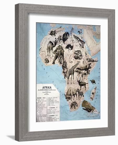 Map of Animals in Africa Sf-Janos Balint-Framed Giclee Print