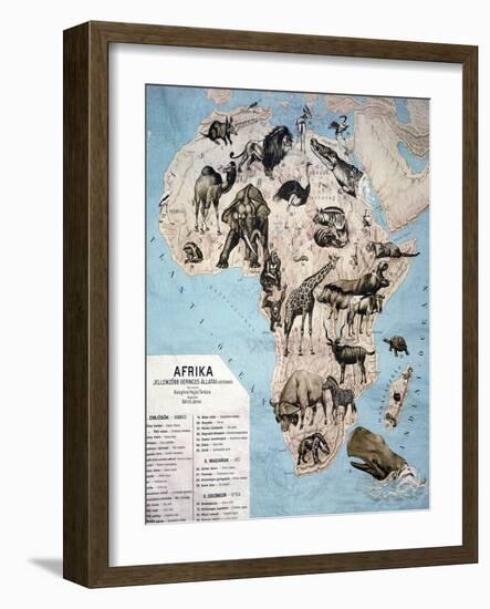 Map of Animals in Africa Sf-Janos Balint-Framed Giclee Print