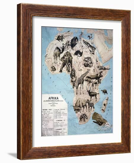 Map of Animals in Africa Sf-Janos Balint-Framed Giclee Print