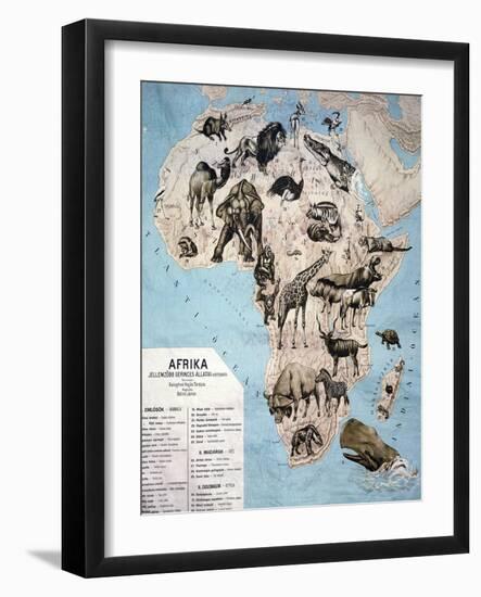 Map of Animals in Africa Sf-Janos Balint-Framed Giclee Print