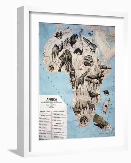 Map of Animals in Africa Sf-Janos Balint-Framed Giclee Print