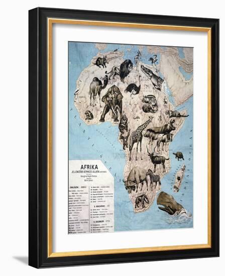 Map of Animals in Africa Sf-Janos Balint-Framed Giclee Print