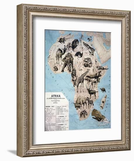 Map of Animals in Africa Sf-Janos Balint-Framed Giclee Print
