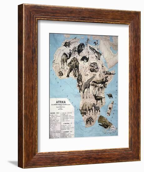 Map of Animals in Africa Sf-Janos Balint-Framed Giclee Print