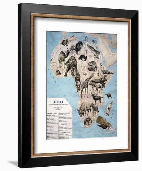 Map of Animals in Africa Sf-Janos Balint-Framed Giclee Print