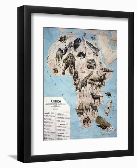 Map of Animals in Africa Sf-Janos Balint-Framed Giclee Print