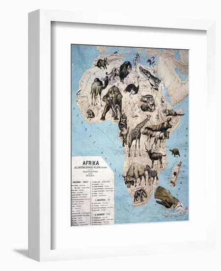 Map of Animals in Africa Sf-Janos Balint-Framed Giclee Print