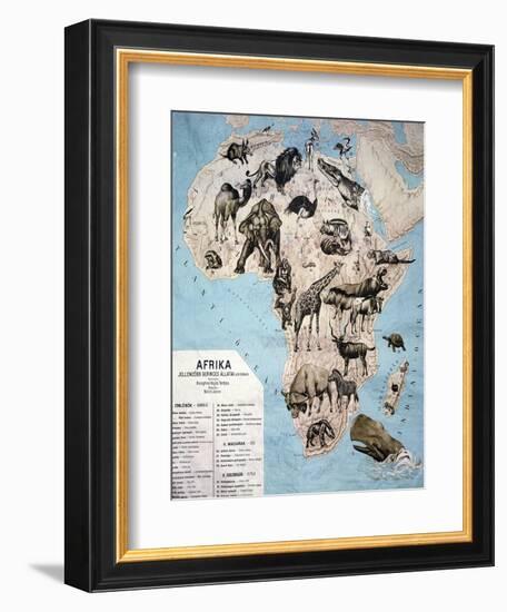 Map of Animals in Africa Sf-Janos Balint-Framed Giclee Print