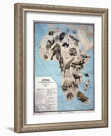 Map of Animals in Africa Sf-Janos Balint-Framed Giclee Print