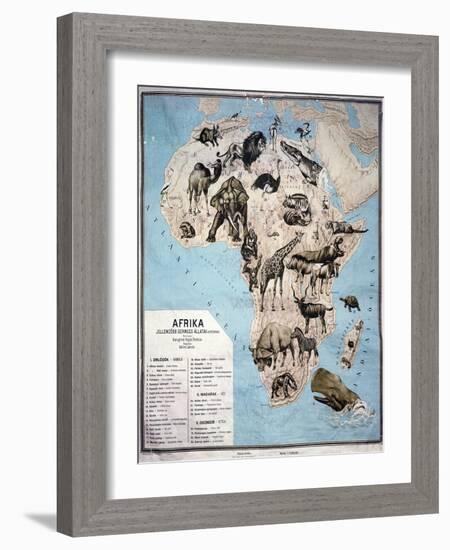 Map of Animals in Africa Sf-Janos Balint-Framed Giclee Print