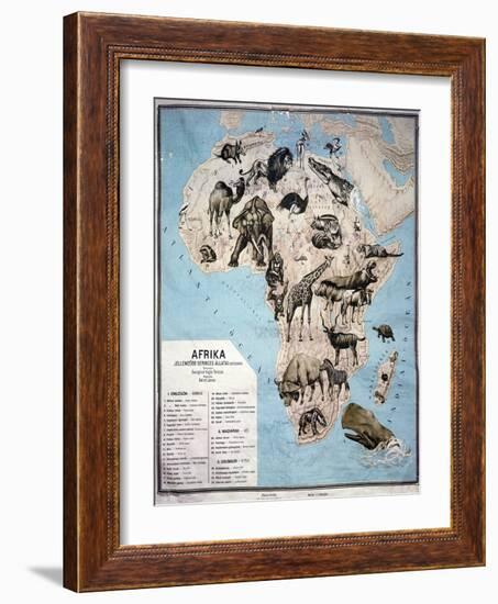 Map of Animals in Africa Sf-Janos Balint-Framed Giclee Print