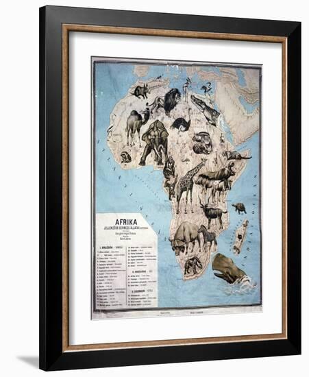 Map of Animals in Africa Sf-Janos Balint-Framed Giclee Print