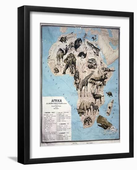 Map of Animals in Africa Sf-Janos Balint-Framed Giclee Print