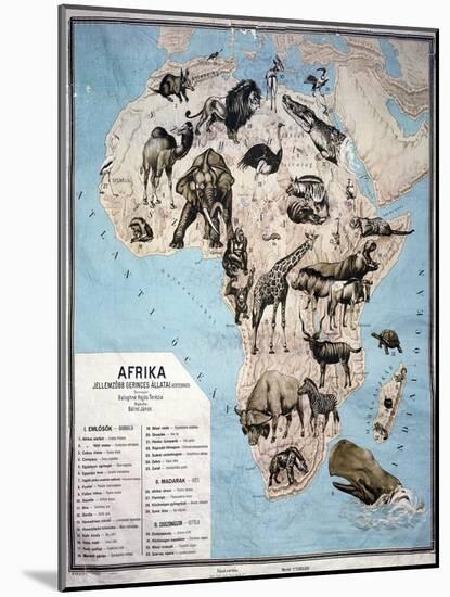 Map of Animals in Africa Sf-Janos Balint-Mounted Giclee Print