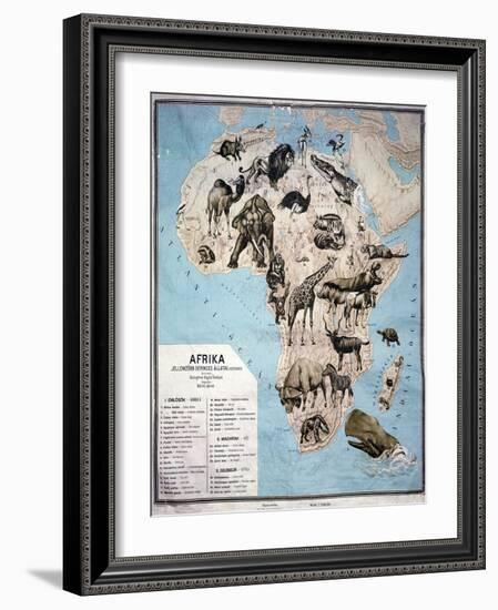 Map of Animals in Africa Sf-Janos Balint-Framed Giclee Print