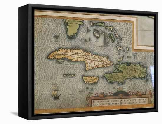 Map of Antilles Islands-null-Framed Premier Image Canvas