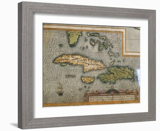Map of Antilles Islands-null-Framed Giclee Print
